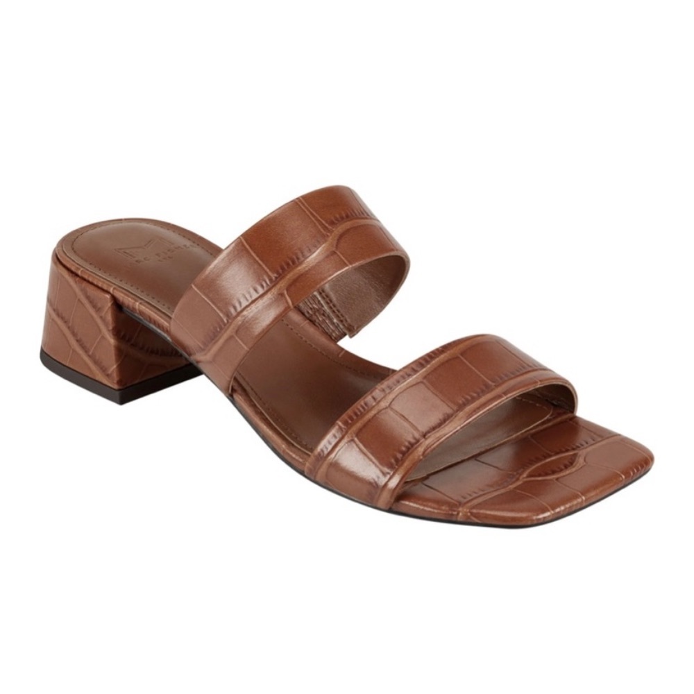 Marc Fisher Slide Heel Sandal Brown Croc Print